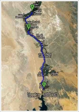(c)Google - Travel route from Luxor to Aswan