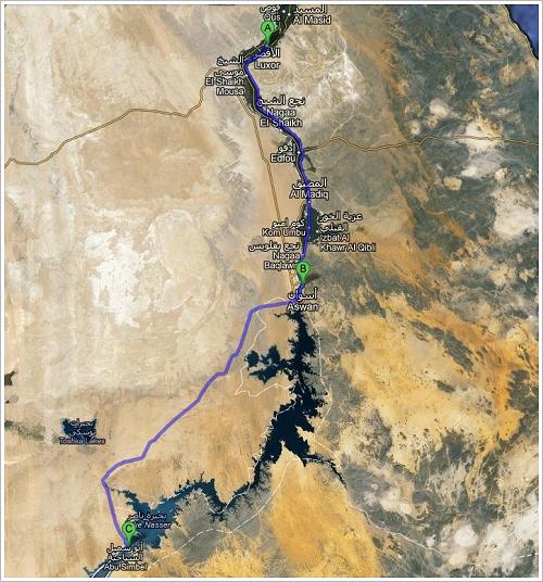 ©Google - Route from Luxor to Abū Simbel