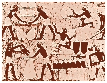 Beer-making on a wall painting in the tmb of Kenamon, about 1500 BC, Sheikh Abd el-Qurna, Luxor West Bank