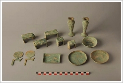 Deir el-Barsha, Tomb of Ahanakht I.: ritual objects in copper, © Katholieke Universiteit Leuven