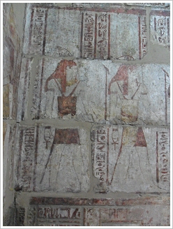 Qasr El Aguz: Wall paintings in the offering hall after restoration, Luxor West Bank