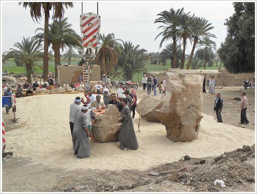 The salvage of two threatened Colossi of Amenhotep III at Kom el-Hettan, Luxor West Bank