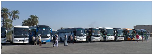 Busses in front of Karnak Temple on 08/12/13