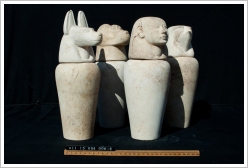 Mortuary Temple of Amenhotep II: Four canopic jars, © CEFB
