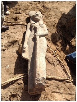 Newly discovered Sekhmet statue at Mut Temple, Luxor East Bank, © ARCE